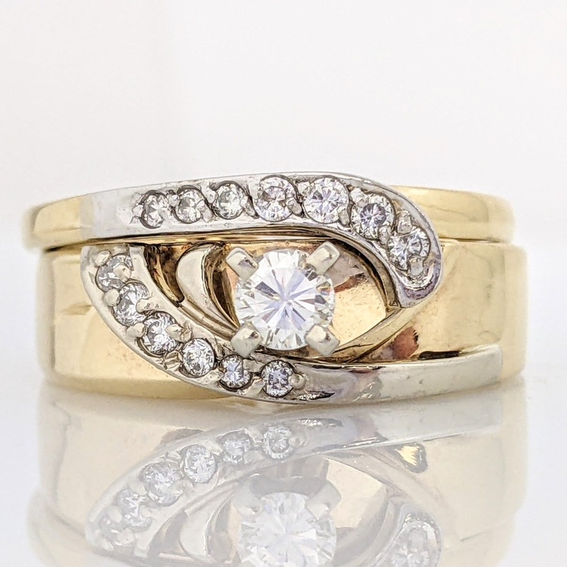 14K .33 CARAT TOTAL WEIGHT (14) ROUND DIAMOND ESTATE RING/ SET 6.7 GRAMS