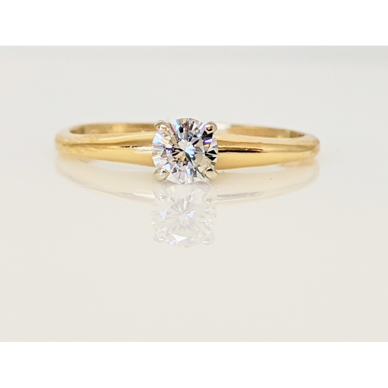 14K .27 CARAT TOTAL SI3 I DIAMOND ROUND 4-PRONG SOLITAIRE ESTATE RING 1.6 GRAMS