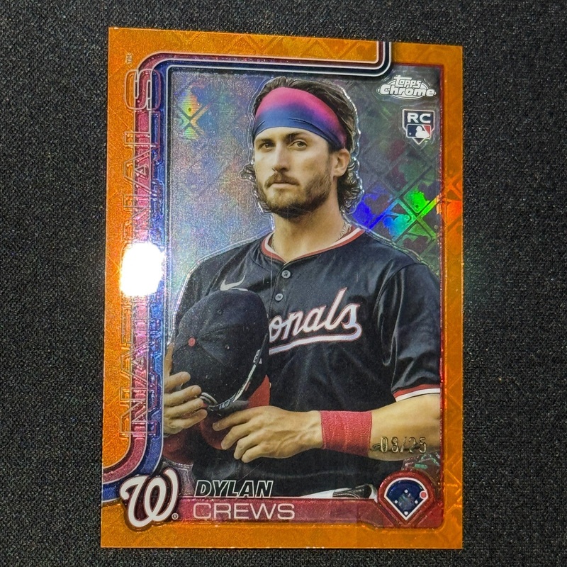 2025 Topps Chrome Baseball Dylan Crews Rookie Orange Image Variation /25 RC