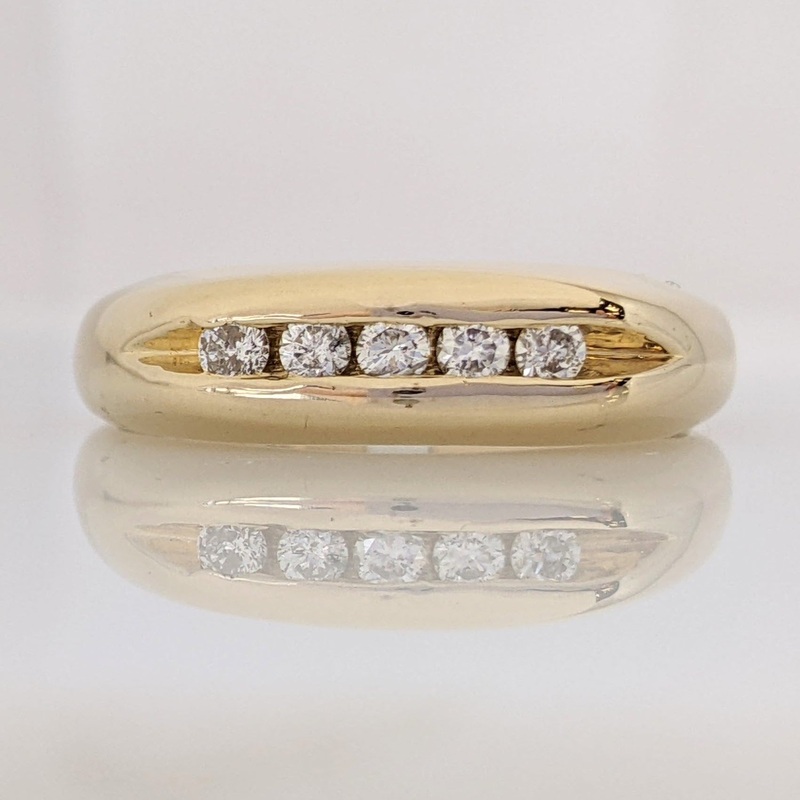 14K .30 CARAT TOTAL WEIGHT SI2-I1 G-H DIAMOND ROUND (5) CHANNEL SET ESTATE BAND 6.6 GRAMS